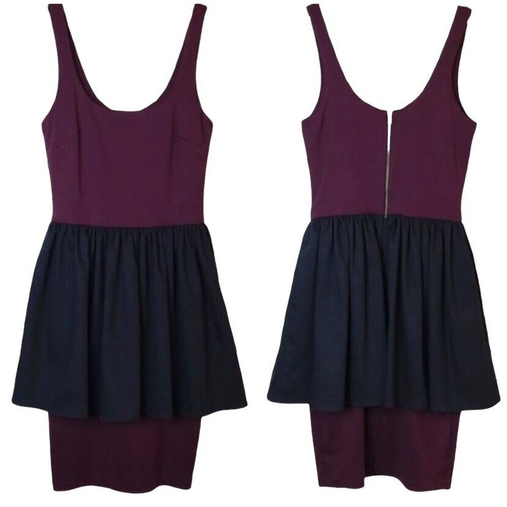 NWT Aqua Burgundy & Black Knit Peplum Pencil Dress Women's Size S
